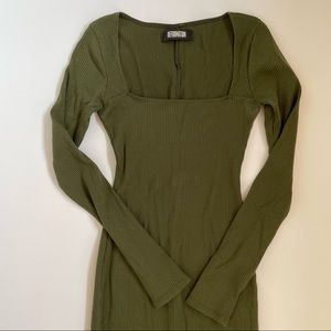 Olive green maxi long sleeve dress by Reformation
